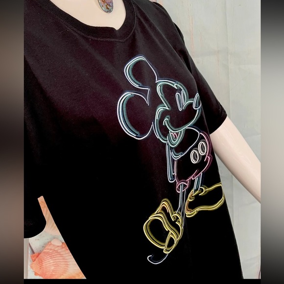 DISNEY Mickey Mouse Neon Outline Unisex Tee - Picture 4 of 6